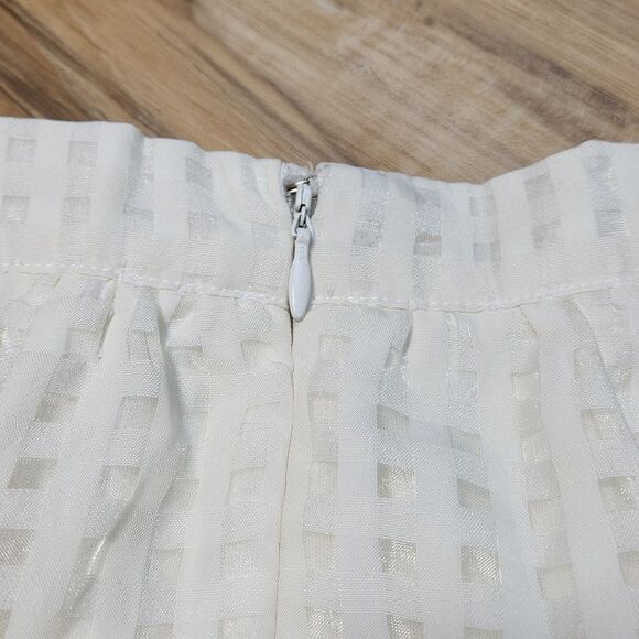 🔹️NWT Maison Jules Marshmallow Cream Checkered Print Skirt w/Pockets Large - Picture 5 of 10
